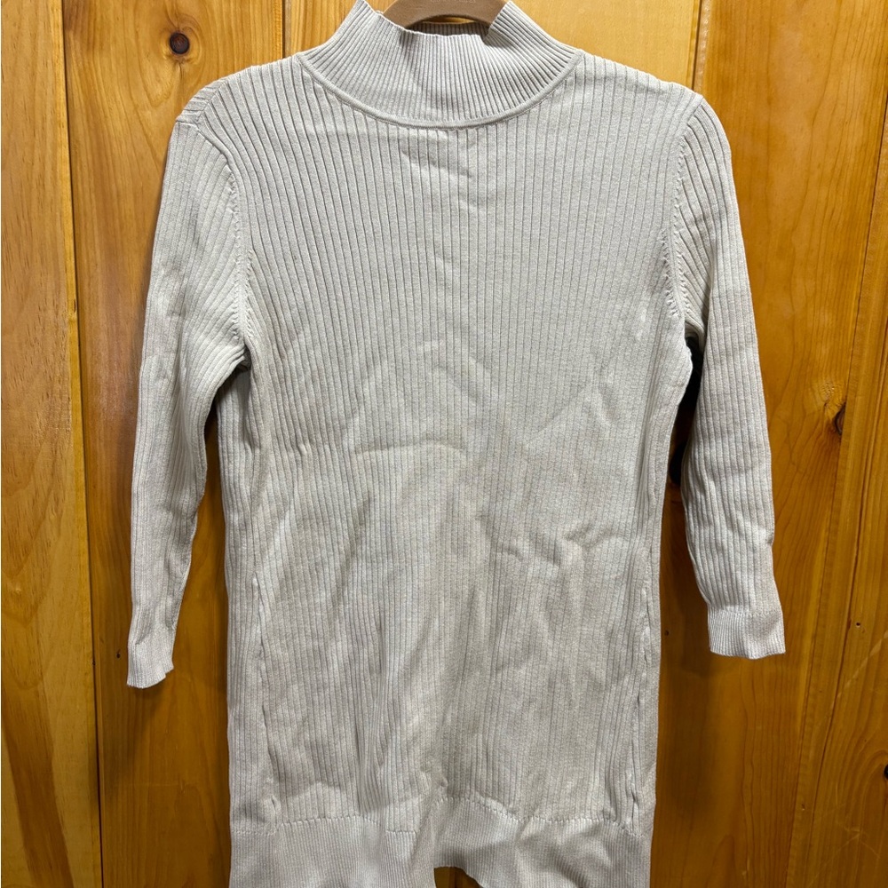 Tyler Boe Cream Ribbed Turtleneck Sweater